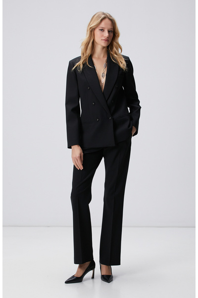 Network Siyah Yün Karışımlı Ceket