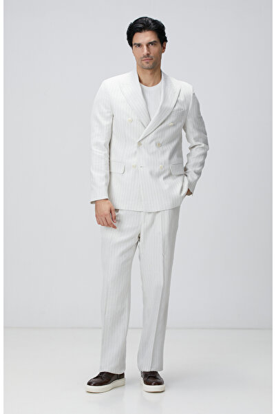 Network Beyaz Jakarlı Triko Kazak