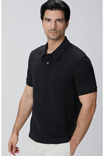 Network Siyah Waffle Dokulu T-shirt