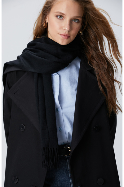 Network Siyah Kadın Kaşmir Atkı