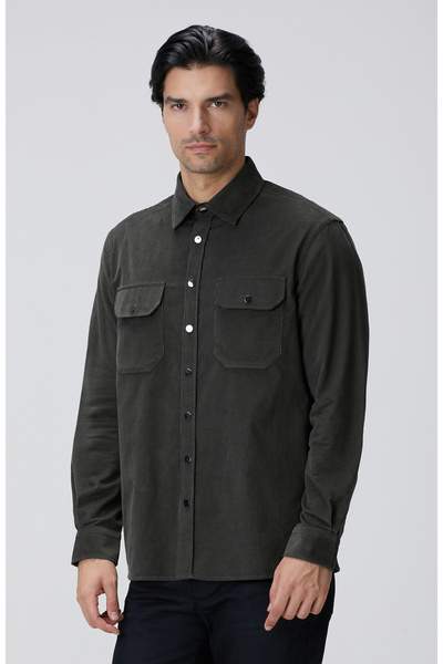 Network Haki Fitilli Kadife Gömlek