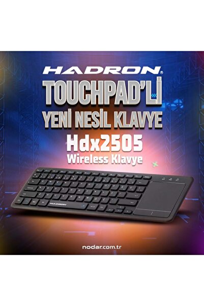 HADRON HDX2505 Dual Mode Touch Pad Smart Klavye 2.4 GHz Bluetooth 5.0 Siyah