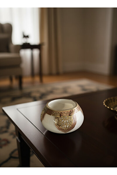 DECOSTYLE Μικρό χειροποίητο χρυσό με κρεμ χρώμα και σελτζούκικο σχέδιο