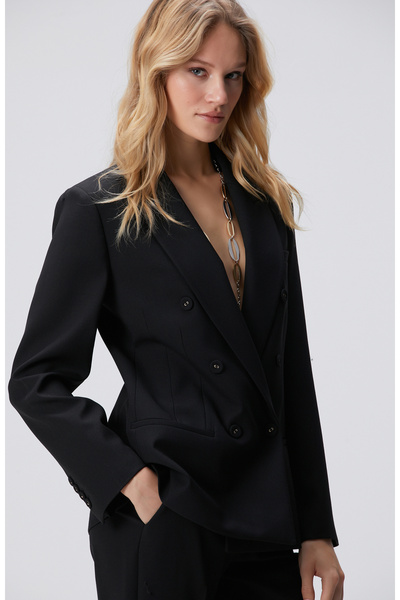 Network Siyah Yün Karışımlı Ceket