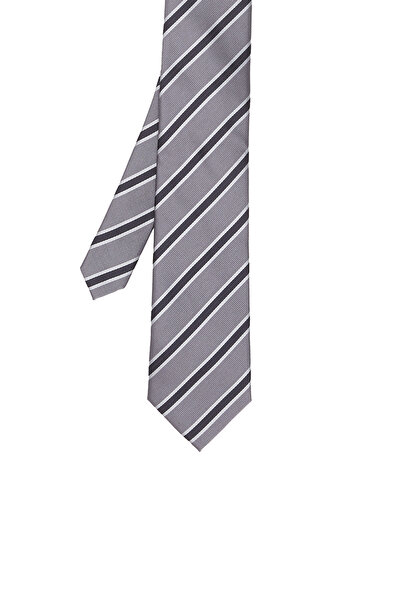 Network Gri Çizgili Kravat