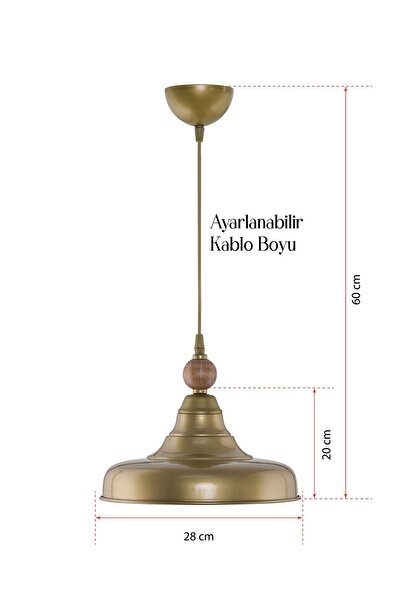 DEDE TEKLİ CONO SIVAMA METAL SARKIT AVİZE AHŞAPLI ESKİTME