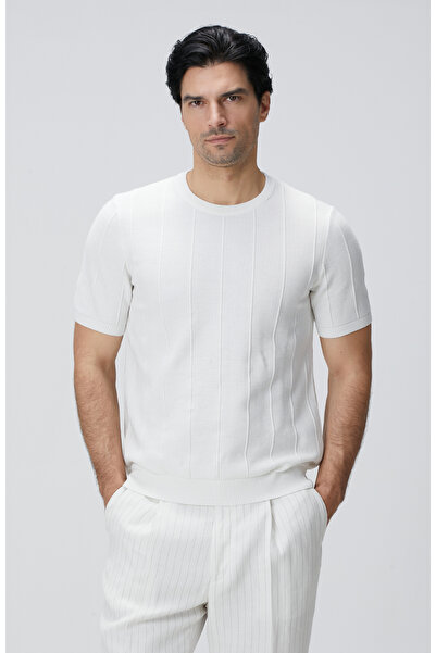 Network Beyaz Jakarlı Triko Kazak