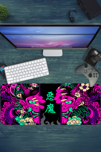 urzuva Toxic Demon Pink Gaming Oyuncu Mouse Pad 80x30 cm 3mm Mousepad
