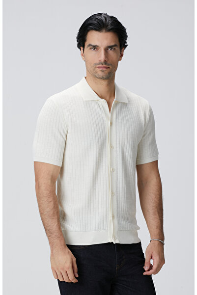 Network Kırık Beyaz Yün Karışımlı Triko Gömlek