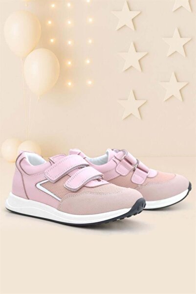 Rakerplus Hakiki Deri Pembe Cırt Cırtlı Kız Çocuk Günlük Spor Ayakkabı