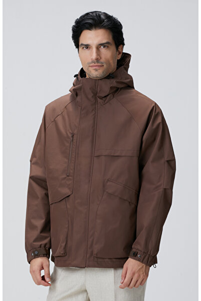 Network Kahverengi Kapüşonlu İnce Mont