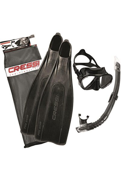 Cressi Pro Star Palet Maske Şnorkel Seti Black No:39-40