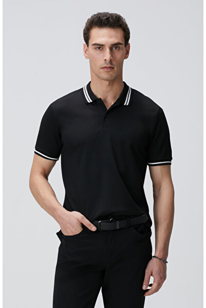 Network Siyah Polo Yaka Örme T-shirt