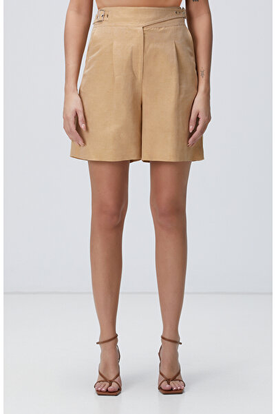 Network Limited Açık Bej Keten Karışımlı Şort