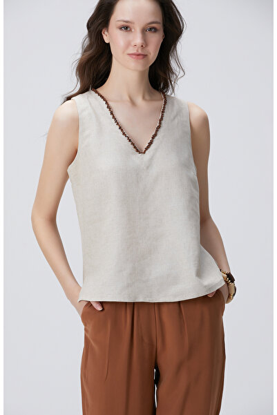 Network Naturel Keten Karışımlı Bluz