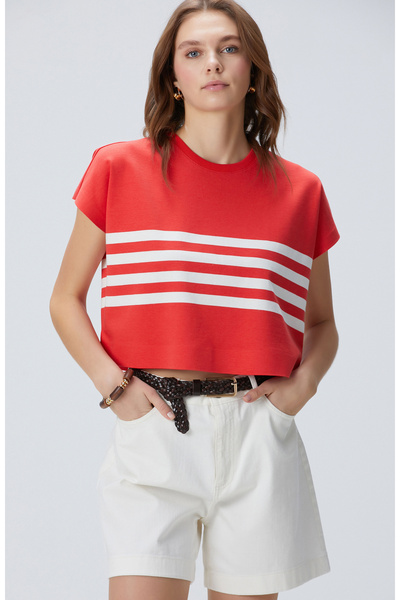 Network Kırmızı Beyaz Çizgili T-shirt