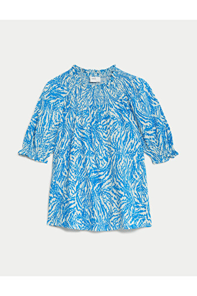 Marks & Spencer Regular Fit Kısa Kollu Desenli Bluz