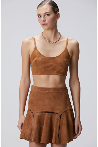 Network Camel Deri Büstiyer