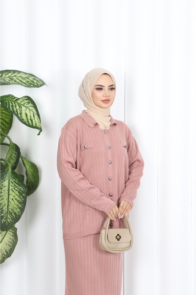 NİSUM MODA CEP DETAY ETEKLİ TRİKO TAKIM
