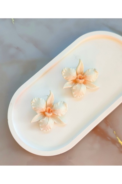 Atölye Myth Blossom Whisper Beyaz El Yapımı Orkide Çiçek Küpe - Zarif ve şık