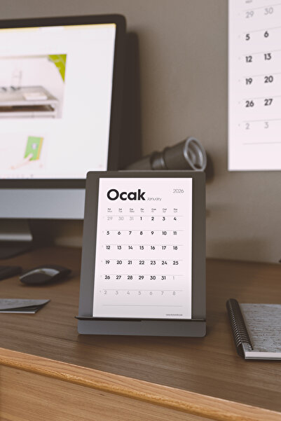 Munu Note Munucal S - 2026 Metal Masa Takvimi 12 Yaprak 300 Gr. 1. Hamur Minimalist Tasarım