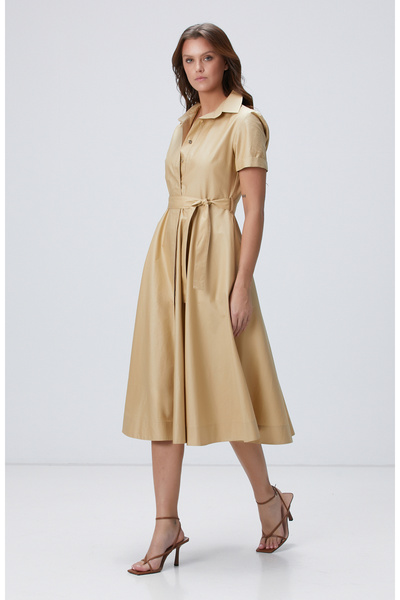 Network Bej Midi Elbise