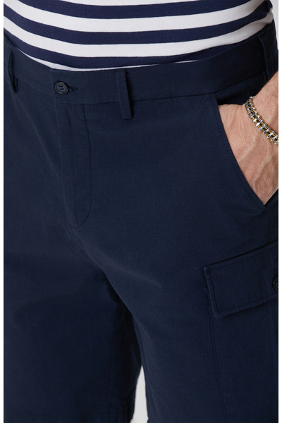 Network Lacivert Armürlü Şort