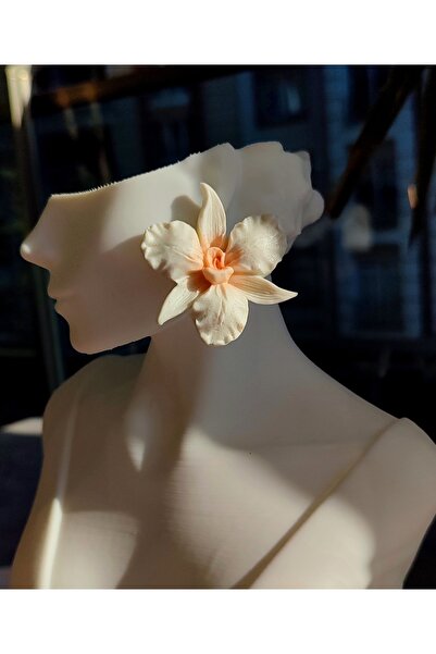 Atölye Myth Blossom Whisper Beyaz El Yapımı Orkide Çiçek Küpe - Zarif ve şık