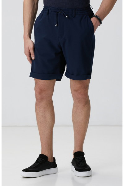 Network Lacivert Gofre Desenli Şort