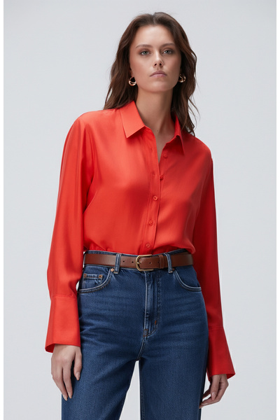 Network Limited Kırmızı İpek Twill Gömlek