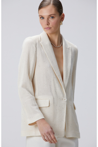 Network Limited Kırıkbeyaz Payetli Ceket