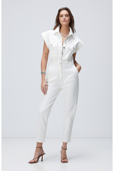 Network Kırık Beyaz Denim Tulum