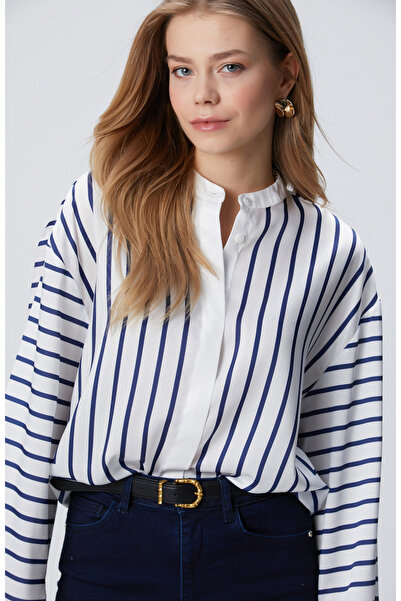 Network Lacivert Kırık Beyaz Gömlek