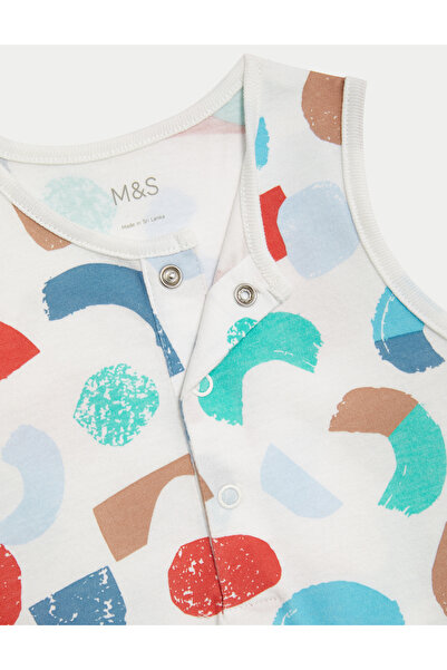 Marks & Spencer Saf Pamuklu Desenli Tulum (0-3 Yaş)