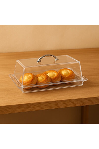 Dania حافظة كيك ومعجنات اكريلك شفاف بغطاء مقاس 40*22 سم