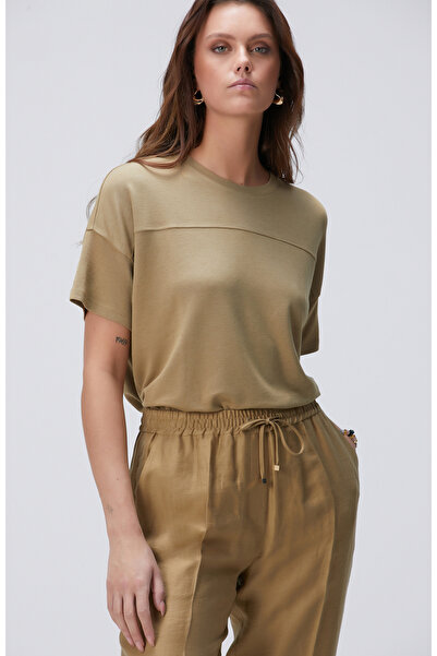 Network Limited Haki Kaşmir Karışımlı T-shirt