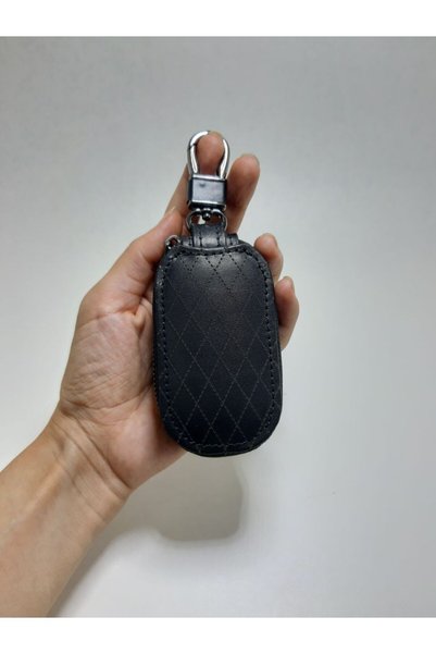 yedideri Classic Leather Keychain – Men's Women's Zippered Car Key Case