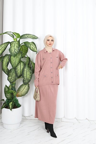 NİSUM MODA CEP DETAY ETEKLİ TRİKO TAKIM