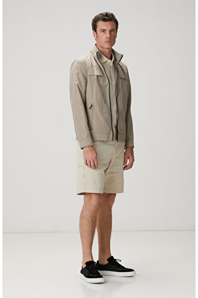 Network Bej Polo Yaka Gizli Patlı Desenli T-shirt