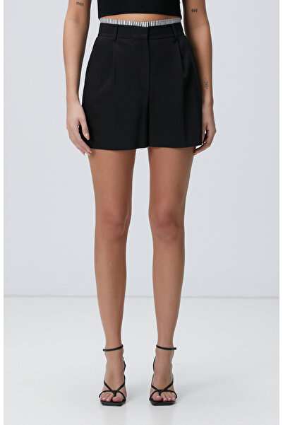 Network Siyah Çizgili Şort