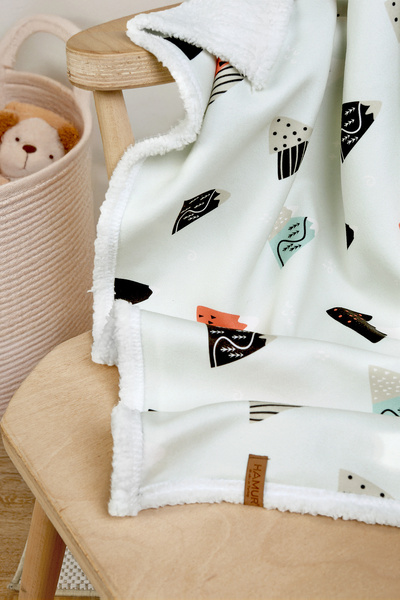 HAMUR Fluffy Baby Blanket 80X100 cm Poyraz Swaddle Stroller Double-Sided Sheep Hair Blanket 100X80