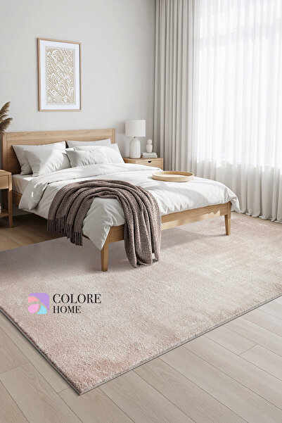 Colore Home Yıkanabilir Kaymaz Taban Bej Renk Peluş Post Halı