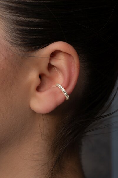 Rumon Zirkon Taşlı 925 Ayar Gümüş Ear Cuff Küpe