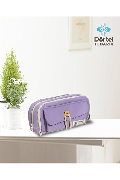 Dörtel Tedarik Vintage Düğmeli Geniş Büyük Kapasiteli Çok Bölmeli Kalemlik Ma...