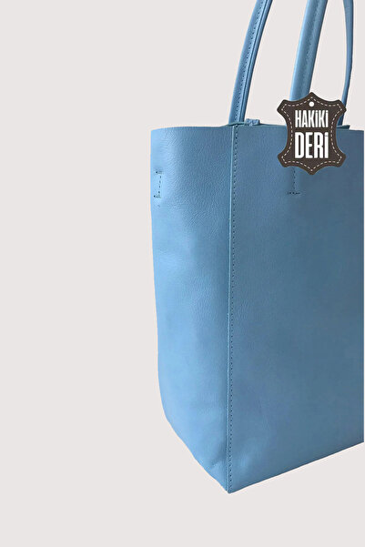 SİMORE Hakiki Deri Kadın El Çantası Mavi SMR8751