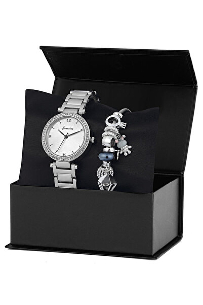Forentina Forenina Kadın Gri Metal Kol Saati Balon Bileklik Kombin Set Ps2803