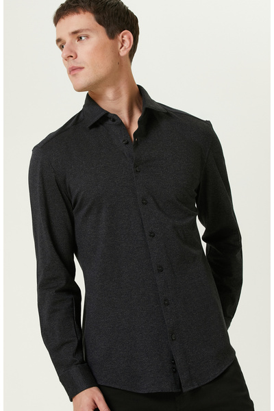 Network Siyah Diyagonal Örme Gömlek