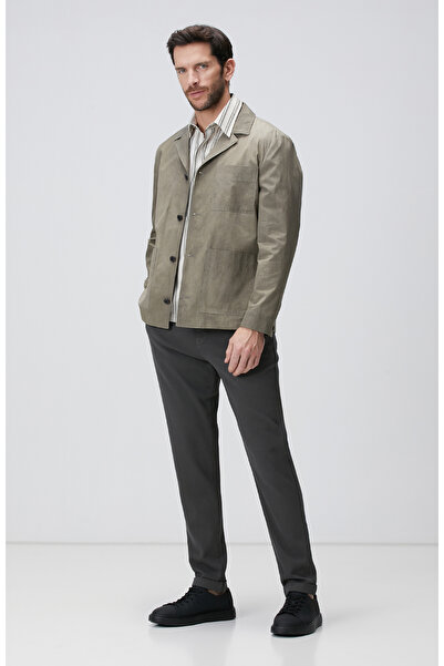 Network Kırık Beyaz Çizgili Keten Karışımlı Gömlek