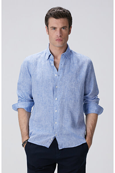 Network Açık Mavi Keten Gömlek