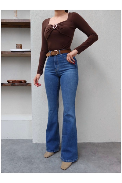 ESRAHELVACI Pantaloni de blugi evazați albastru